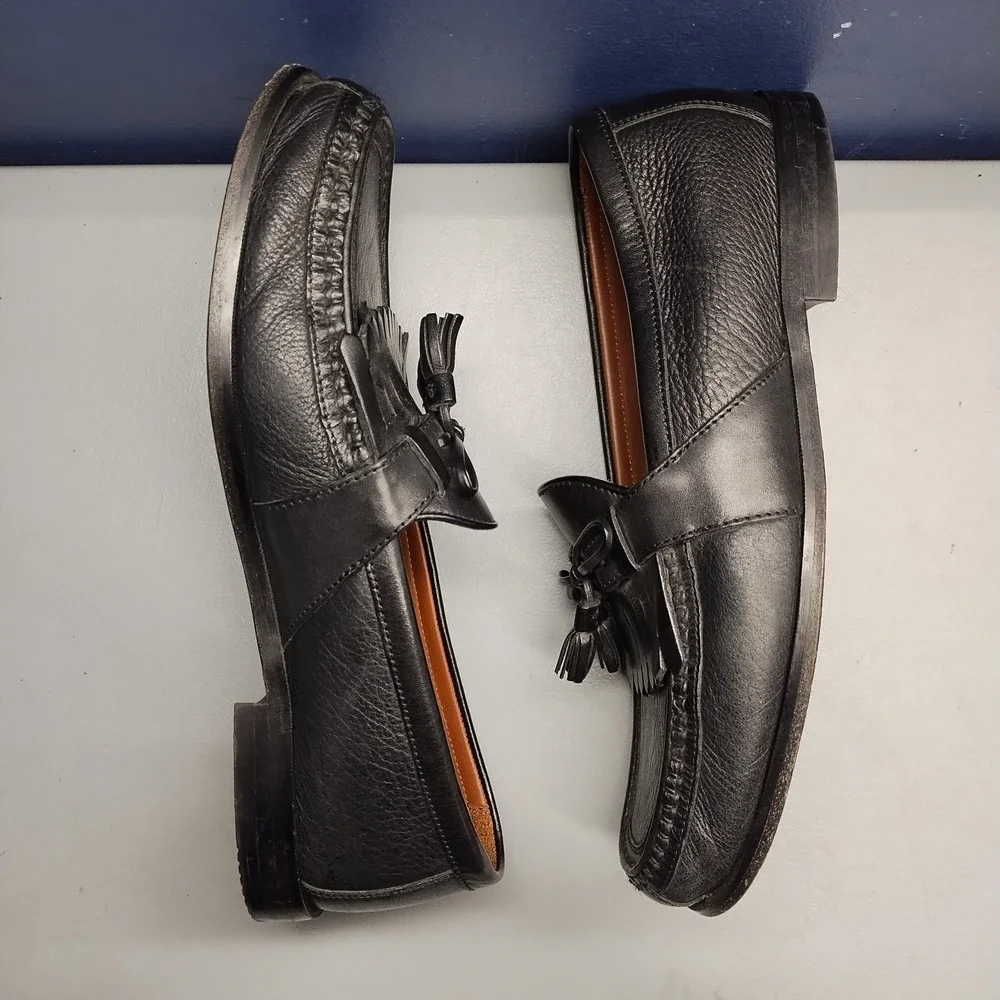 Johnston & Murphy Aragon II Loafers Mens Size‎ 10.5 Black Kiltie Tassel Slip On